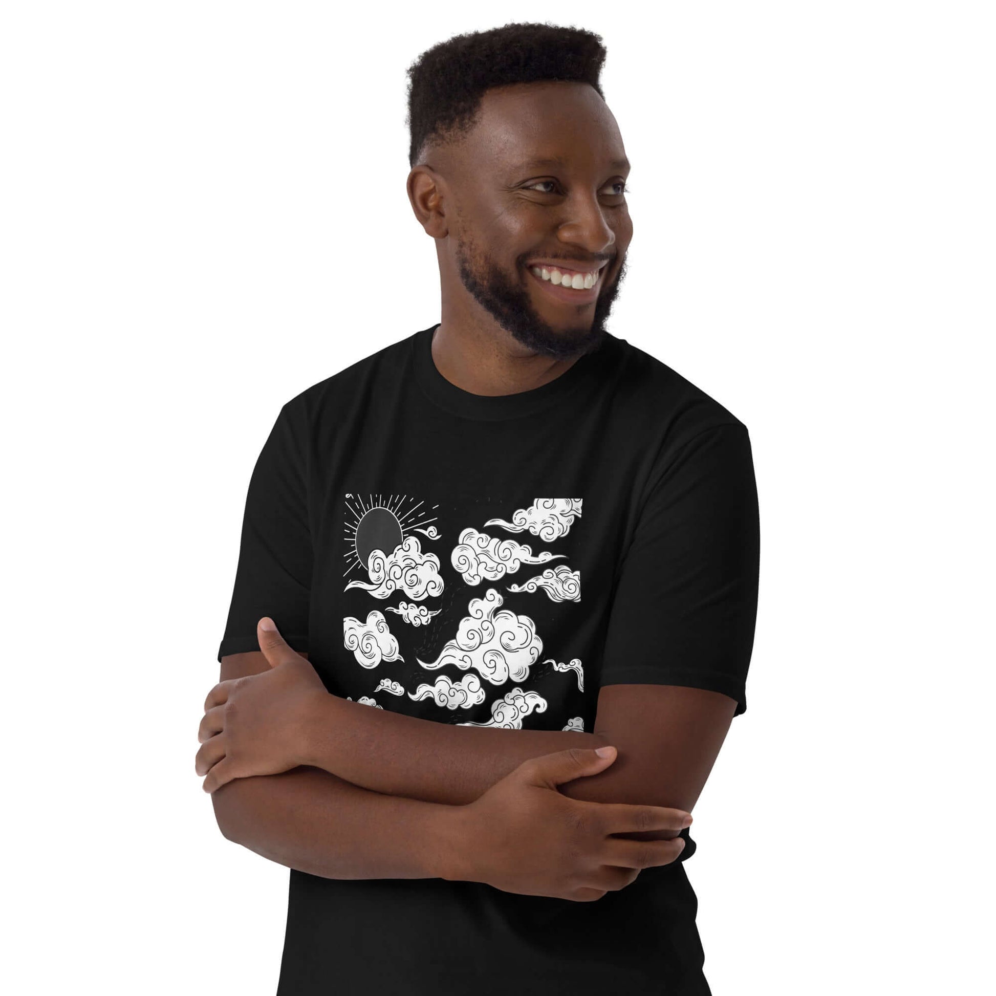 Mystic Clouds Anime T-Shirt - Minimalist Black Tee