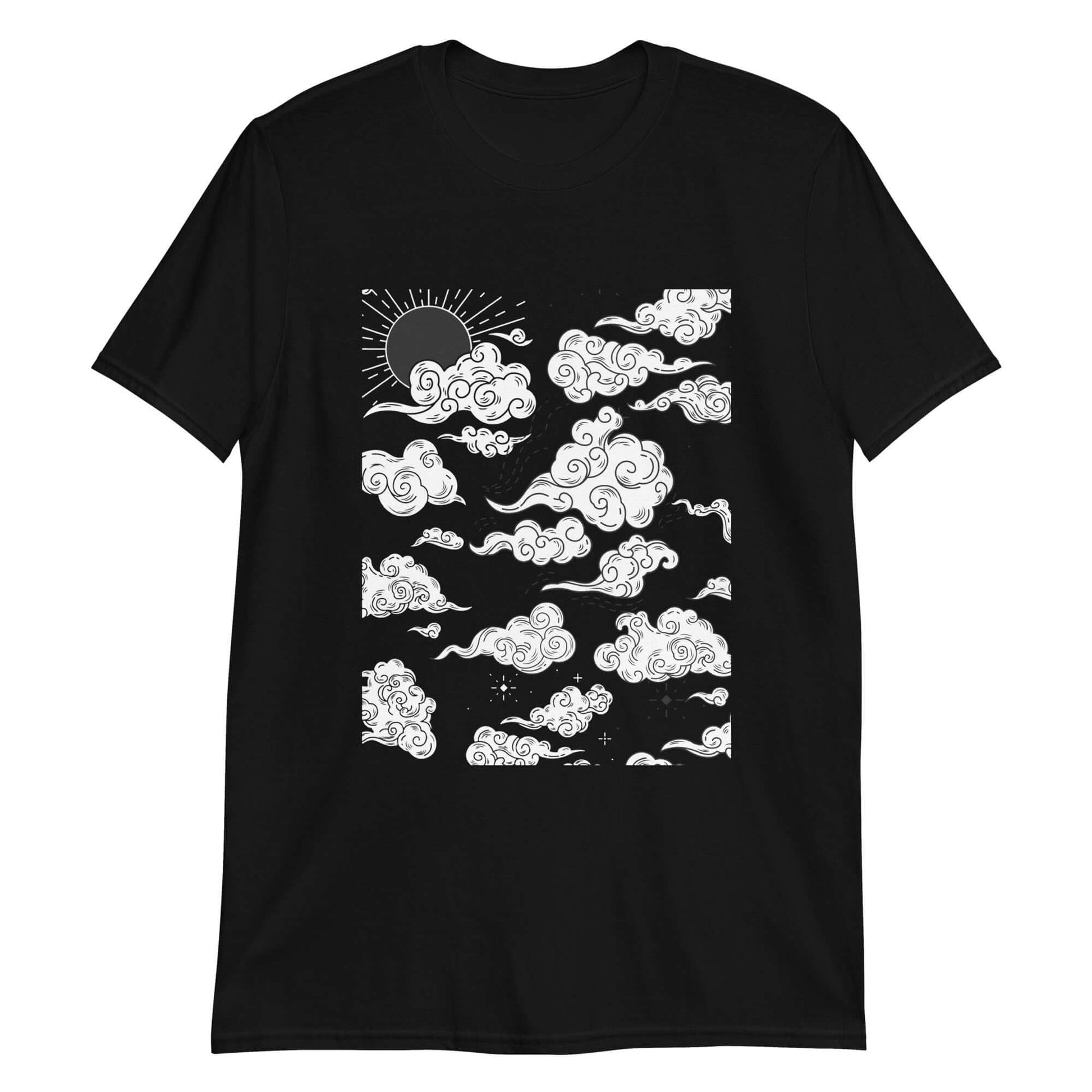 Mystic Clouds Anime T-Shirt - Minimalist Black Tee