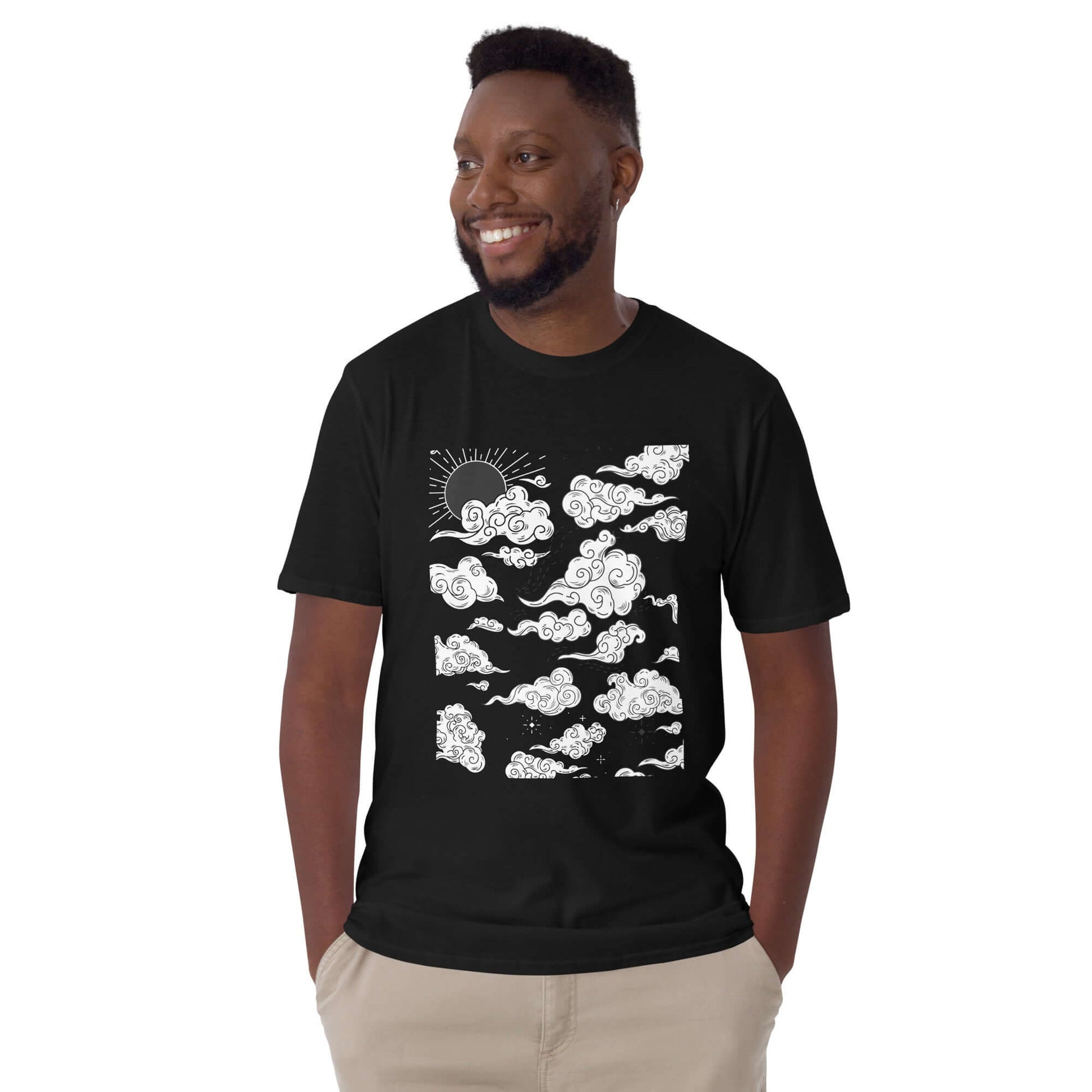 Mystic Clouds Anime T-Shirt - Minimalist Black Tee