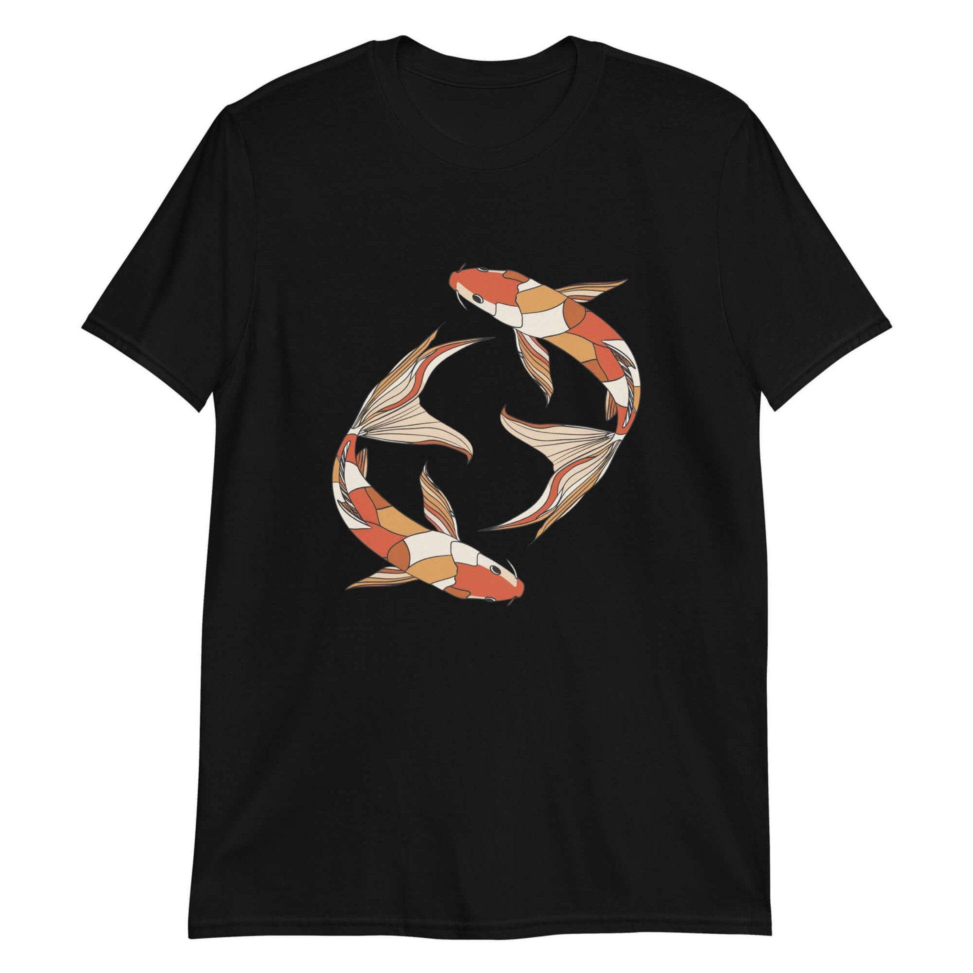 "Koi Harmony" Minimal Art Tee | Ajubee Black T-Shirt