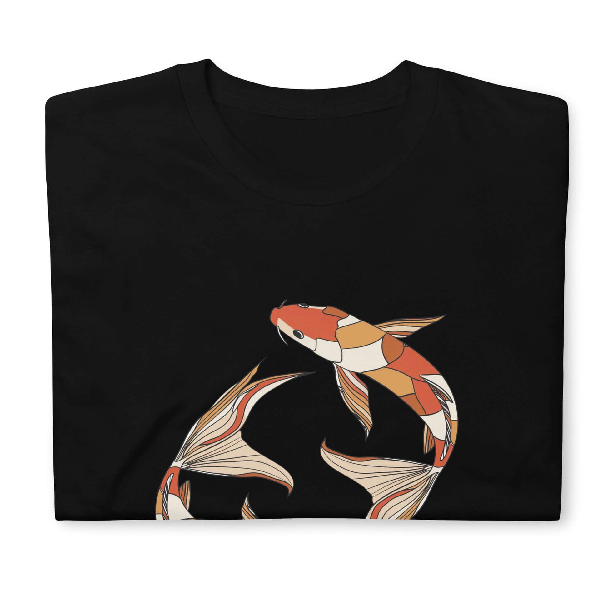 "Koi Harmony" Minimal Art Tee | Ajubee Black T-Shirt