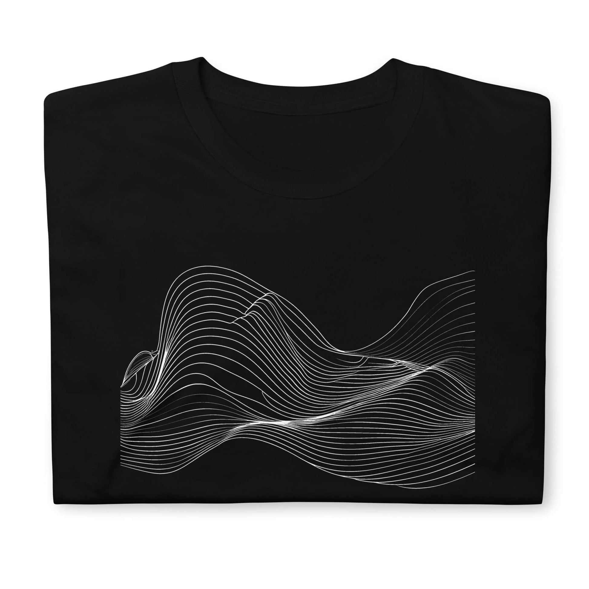 "Waves of Serenity" Black T-Shirt | Minimal Art Design