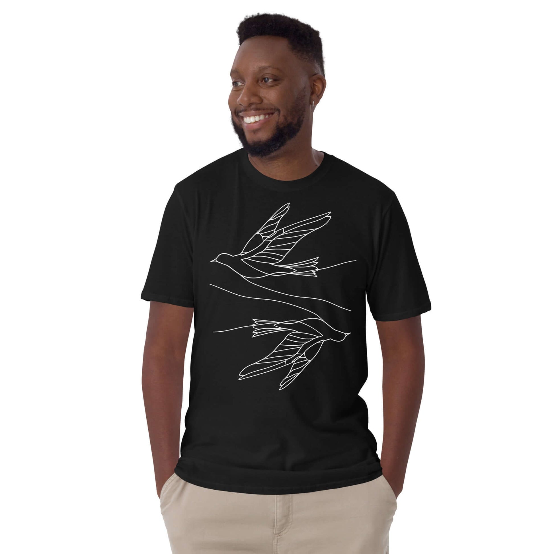 "Soaring Freedom" Black Minimal Art Tee | Ajubee