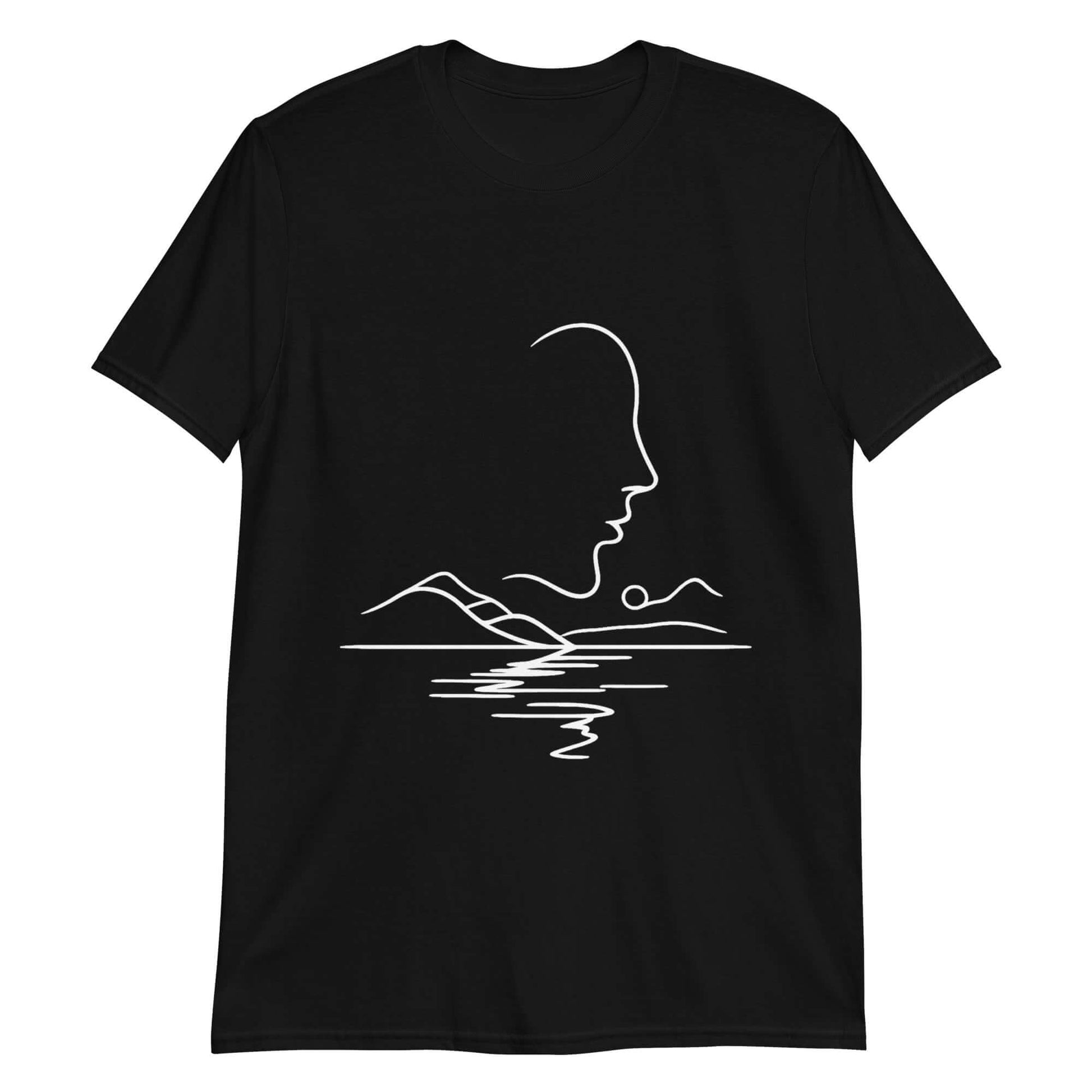 "Calm Reflection" Black Minimal Art Tee