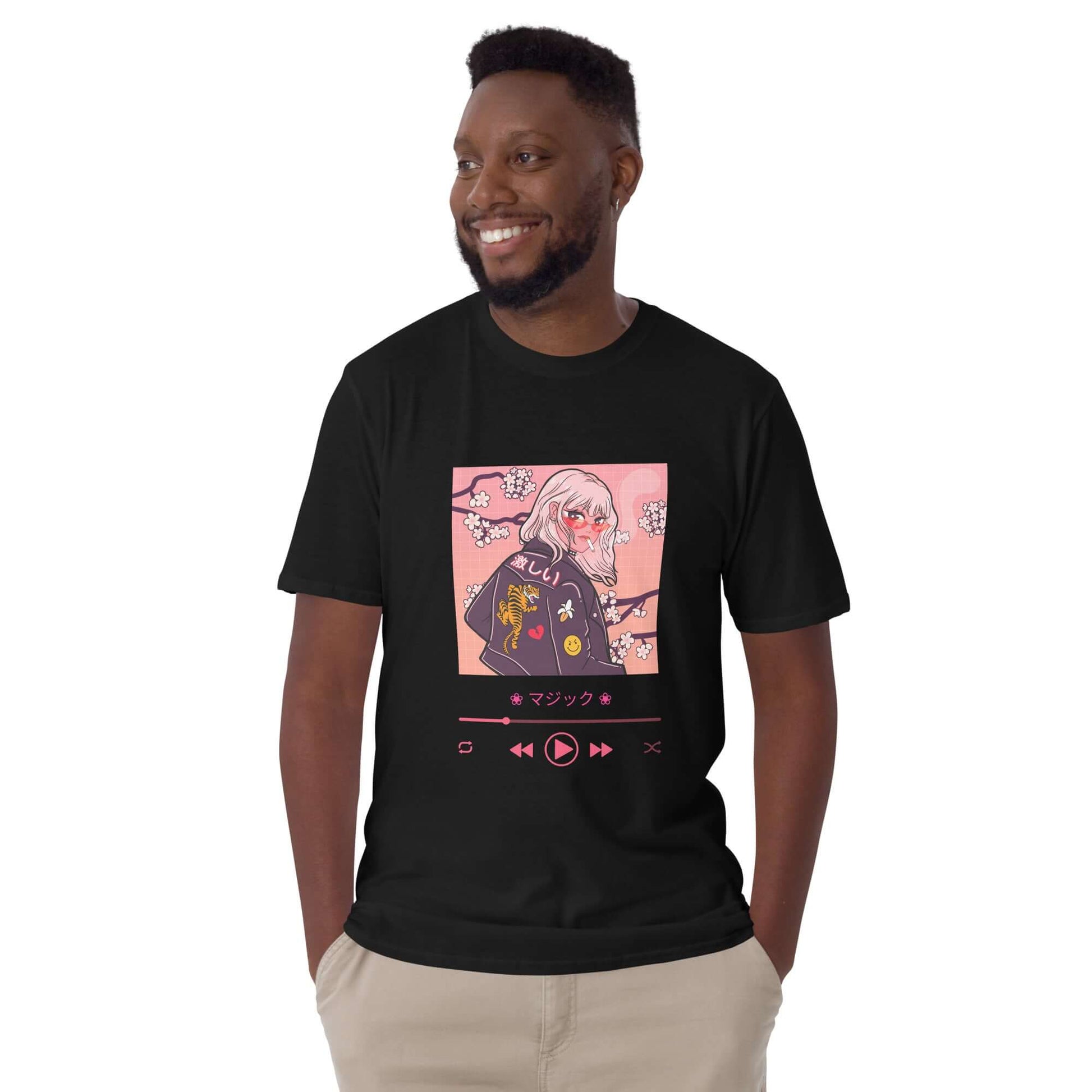 "Magic Sakura" Anime T-Shirt in Black | Ajubee