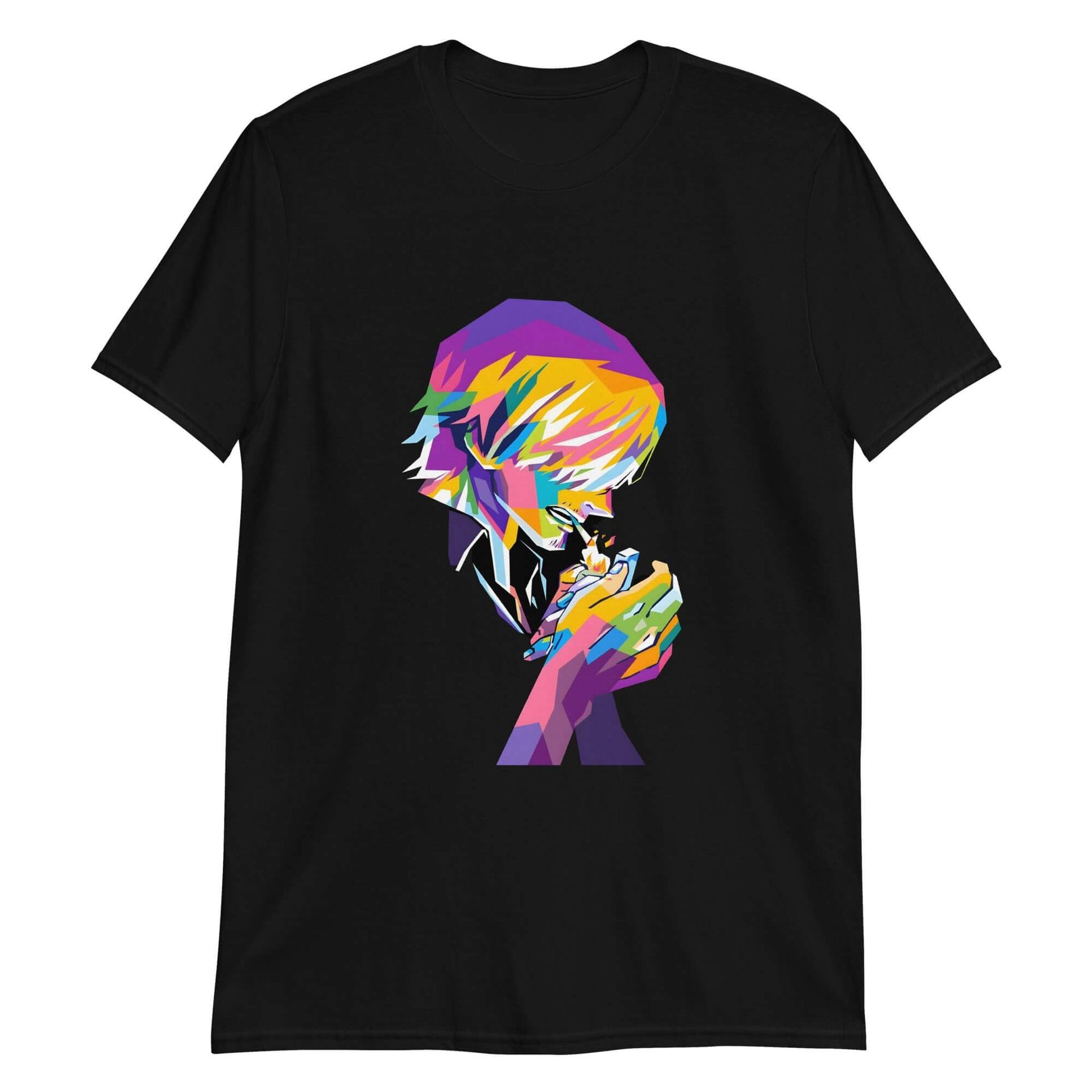 "Geometric Sanji" Black Anime T-Shirt | Ajubee