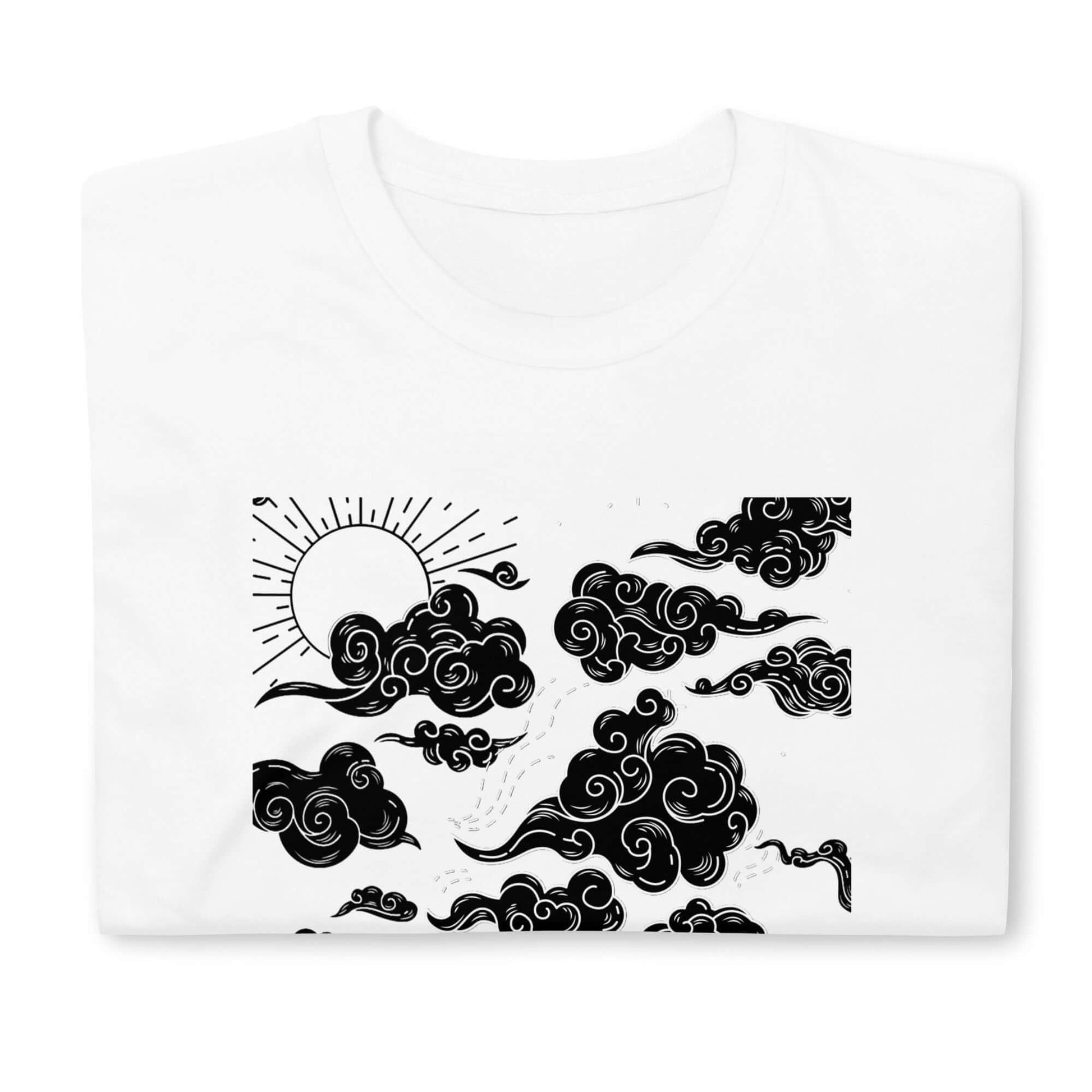 Mystic Clouds Anime T-Shirt - Minimalist White Tee