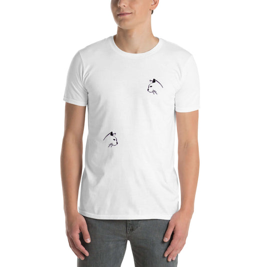 "Serene Neko" Minimalist Cat Art T-Shirt | Ajubee