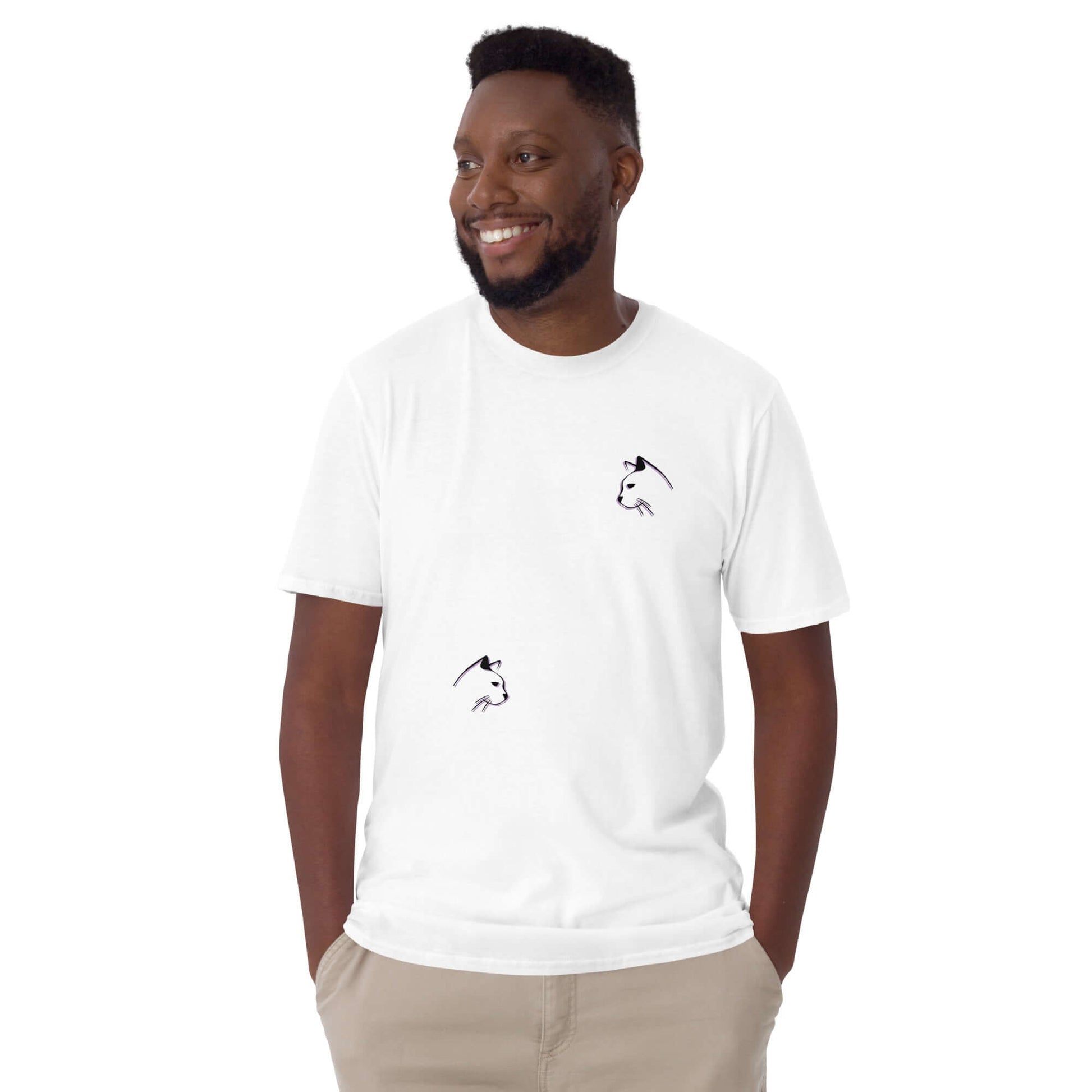 "Serene Neko" Minimalist Cat Art T-Shirt | Ajubee