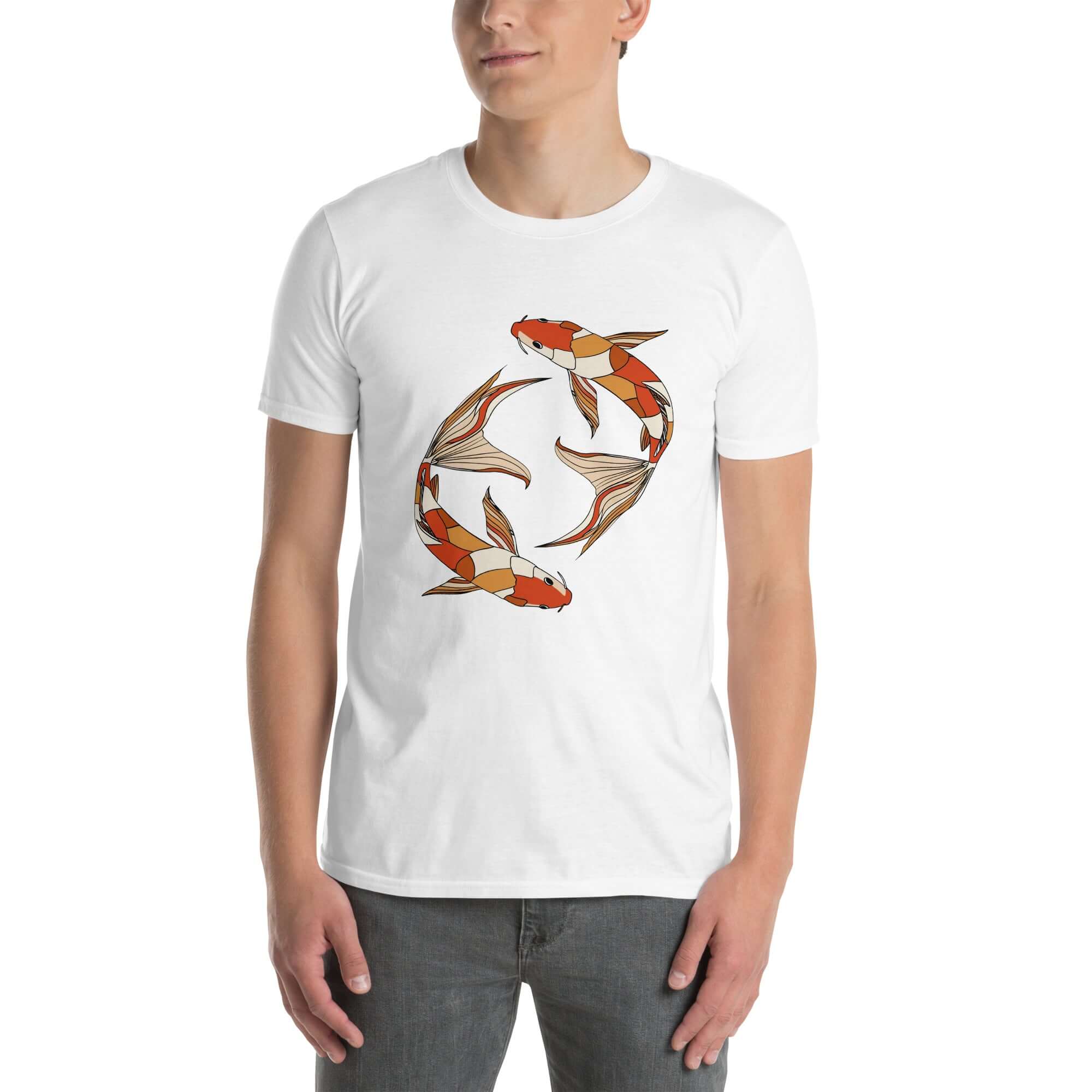 "Koi Harmony" Minimal Art T-Shirt - Ajubee