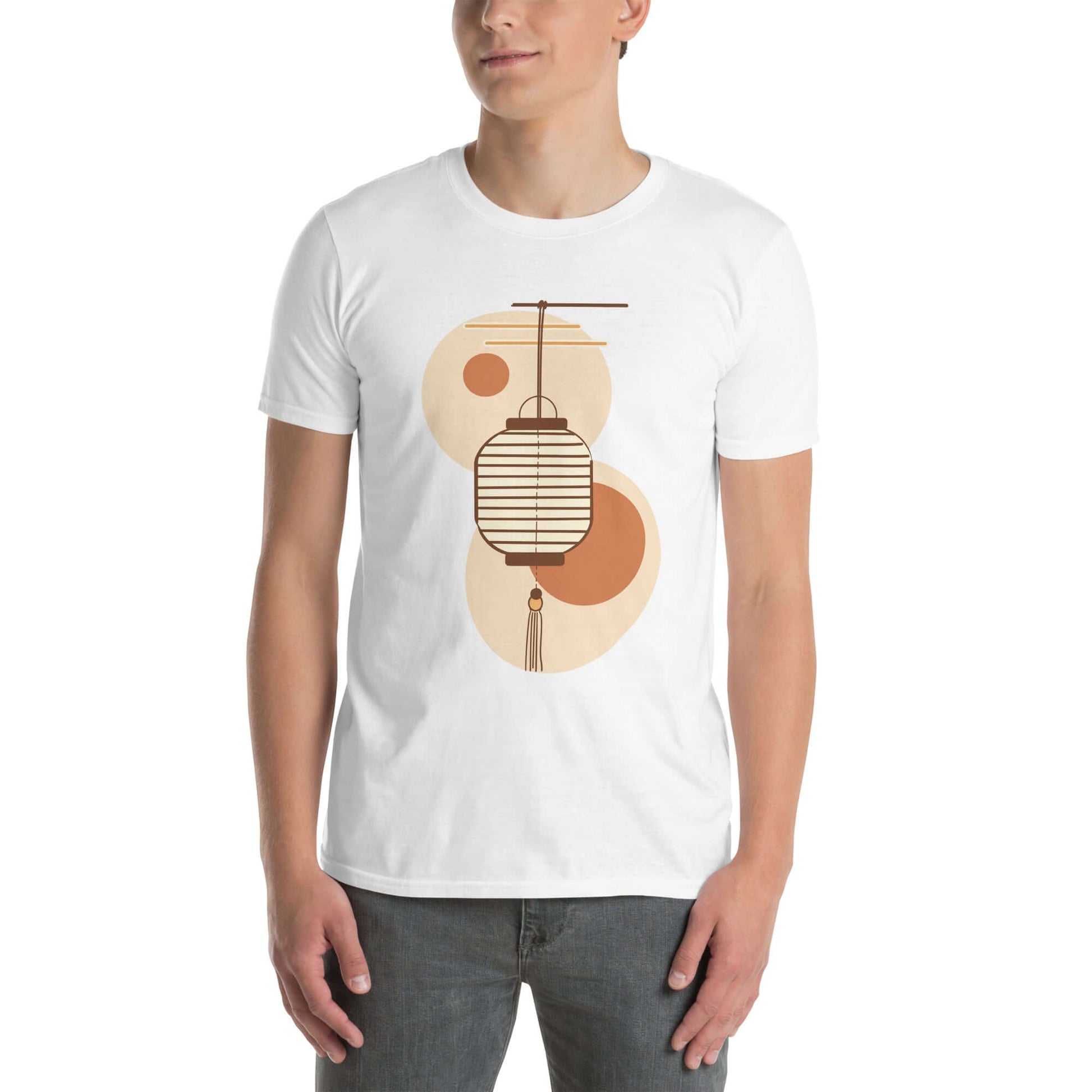 "Lantern Glow" T-Shirt - Minimalist White Art Tee