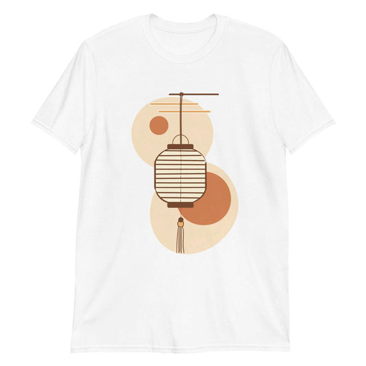 "Lantern Glow" T-Shirt - Minimalist White Art Tee