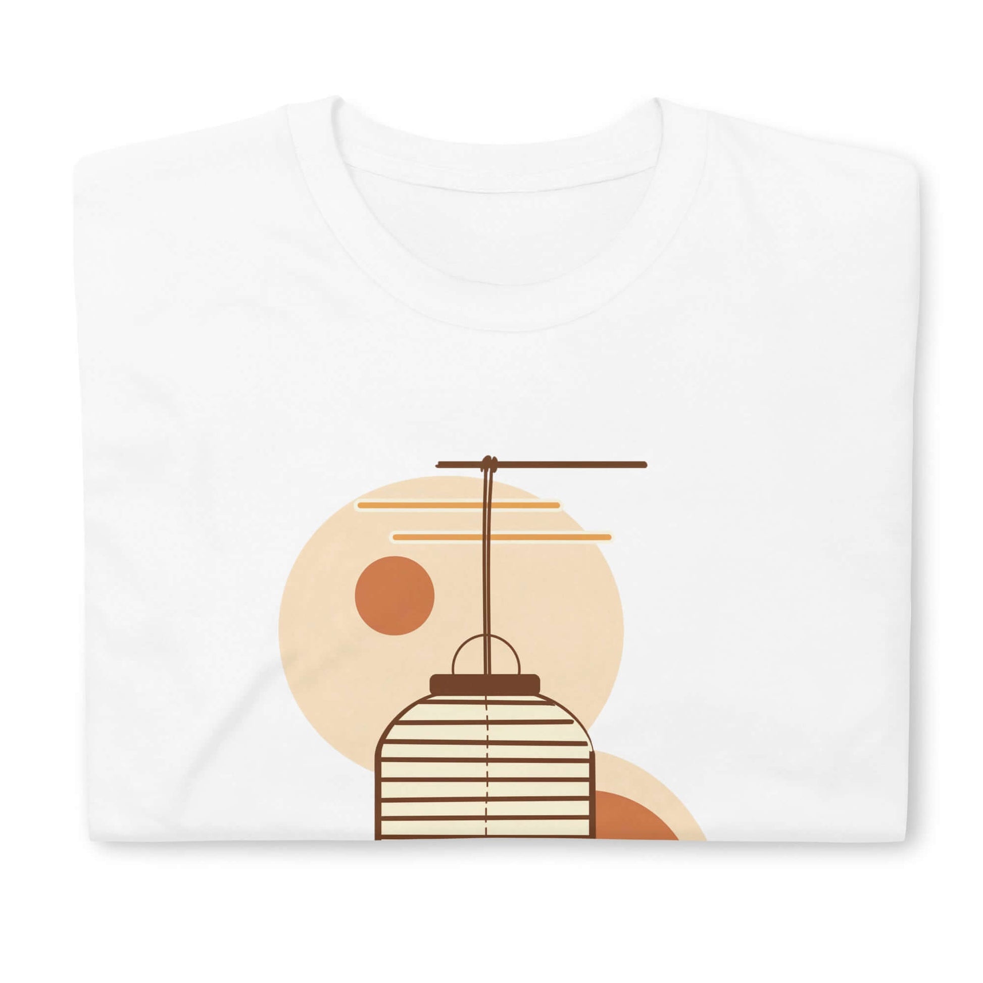 "Lantern Glow" T-Shirt - Minimalist White Art Tee