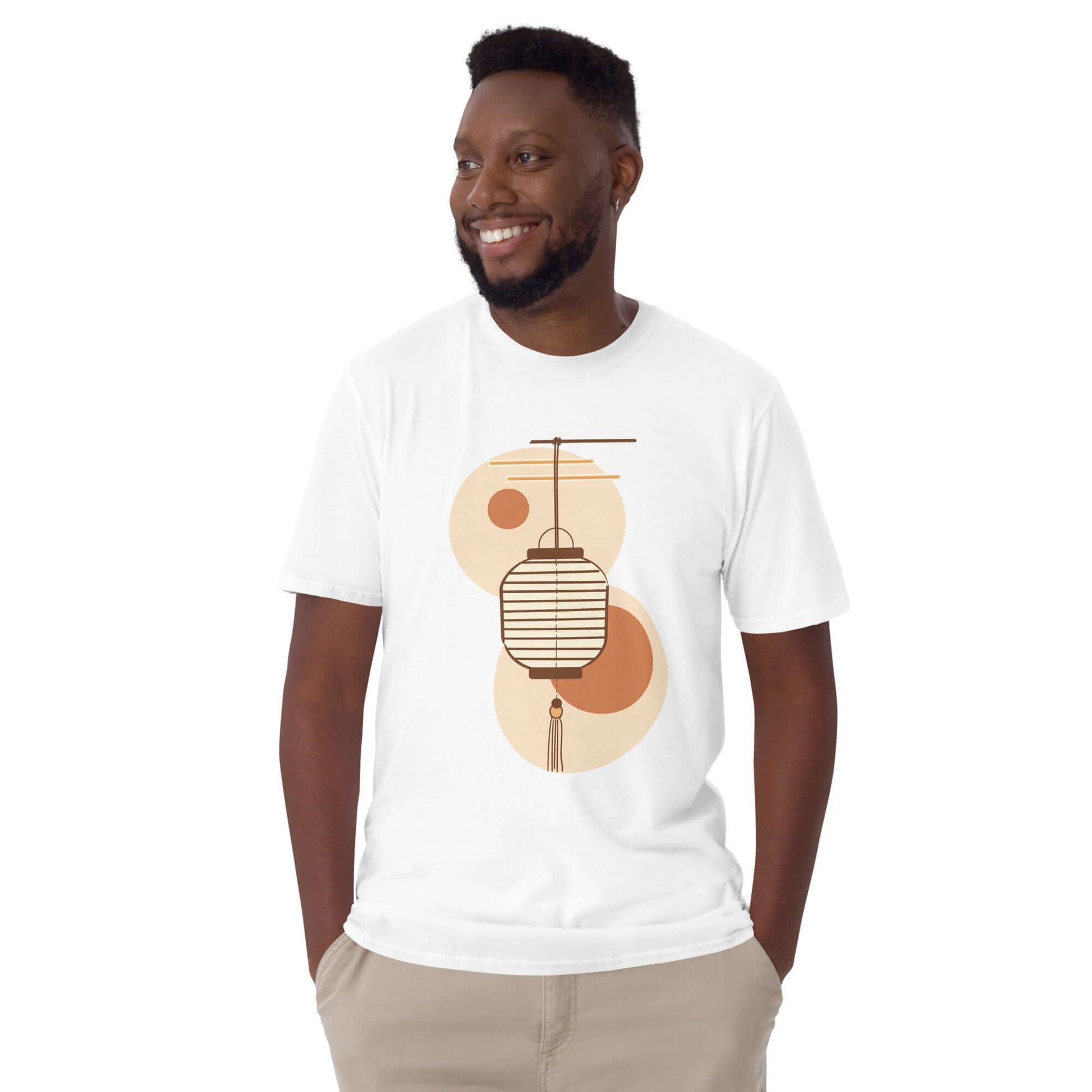 "Lantern Glow" T-Shirt - Minimalist White Art Tee