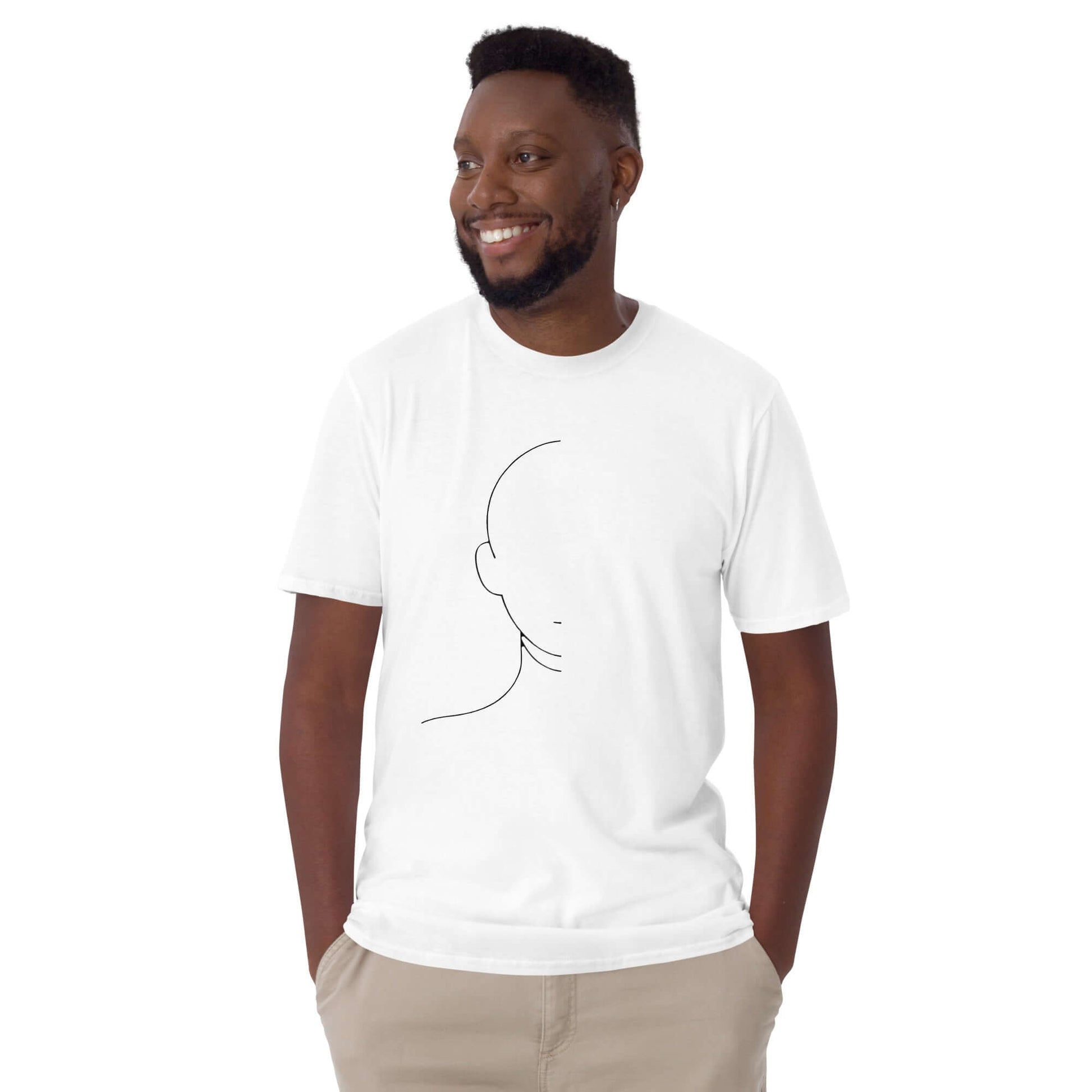 "Night Face" Minimal Art Tee in White | Ajubee