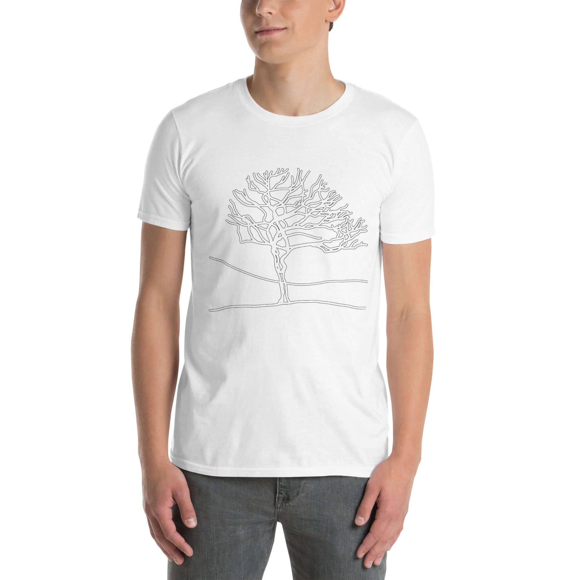 "Tree of Life" Minimal Art Tee | Ajubee White T-Shirt